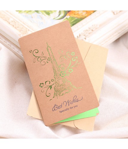 Green Tower Kraft Paper Greeting Card Clearance