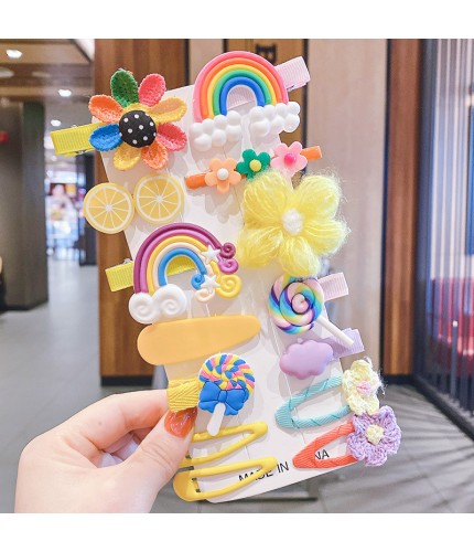 03# Seven- Flower Rainbow (Bag Without Card) Hair Accessories Kids Set Clearance