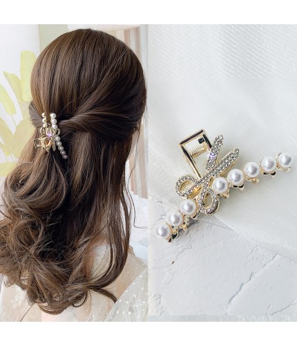 7Cm-Scissors And Pearl Grasping Clip Korean Style Hair Grip Clamp Clearance