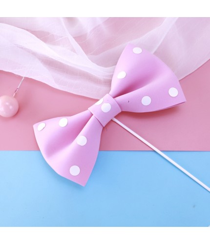 Pink Polka Dot Big Bow - 1 Pack Cake Topper Clearance