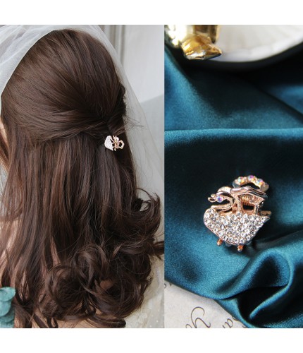 Rose Gold-Little Swan Rhinestone Clamp Kstyle Hair Clip Clearance