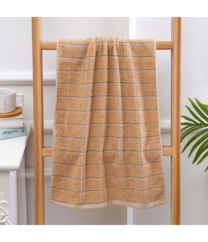 Small Grid Yellow s40 x 90 Cotton Bath Towel Clearance