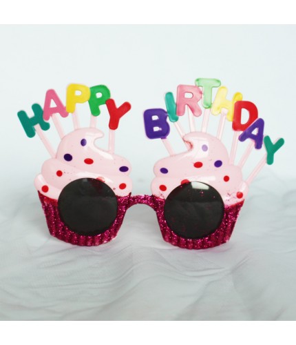 Pink Dusted Cupcake Glasses Fun Party Glasses