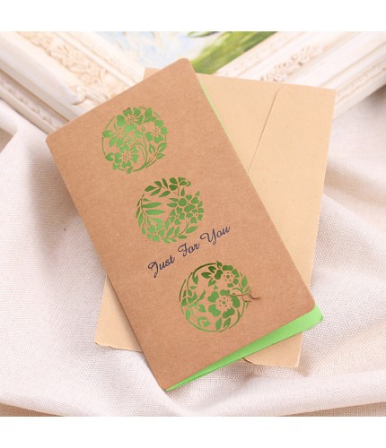 Green Flower Ball Kraft Paper Greeting Card Clearance