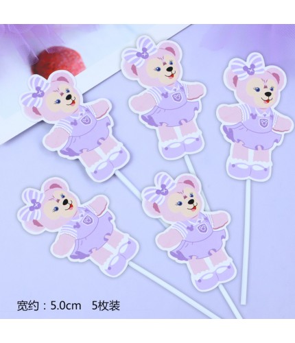 Pink Bear - Pack Of 5 Cake Topper Decoration