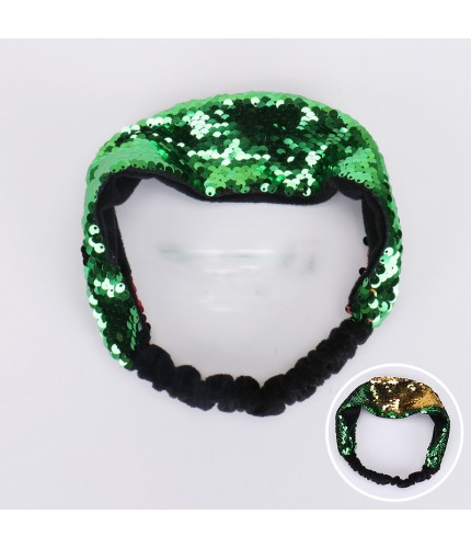 478 Green Gold Sequin Head Band