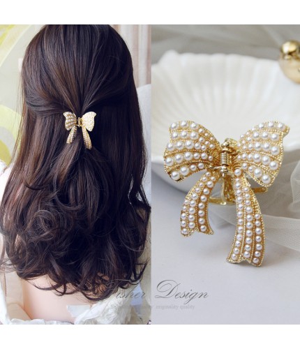 5Cm-Medium-Elegant Pearl Clamp Korean Style Hair Grip Clamp
