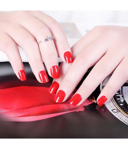 Solid Red 357 Glue Rikadi Fake Nails Set