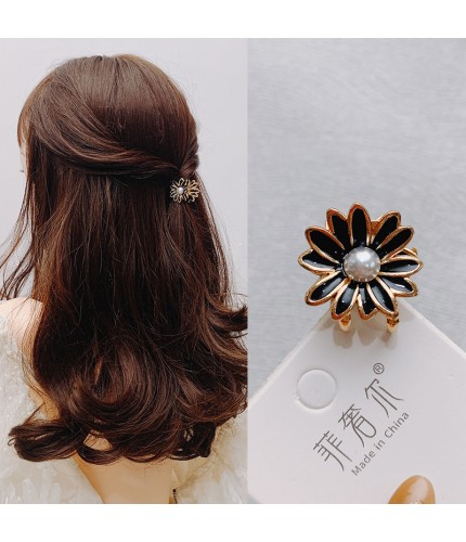 2Cm-Drip Black Flower Small Catch Kstyle Hair Clip Clearance