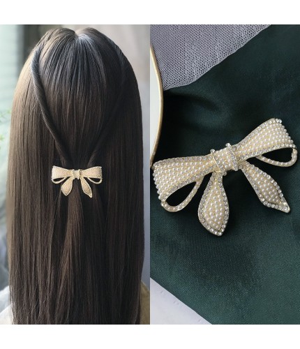 Hollow Ladies Pearl Spring Clip Korean Style Hair Clip Clearance