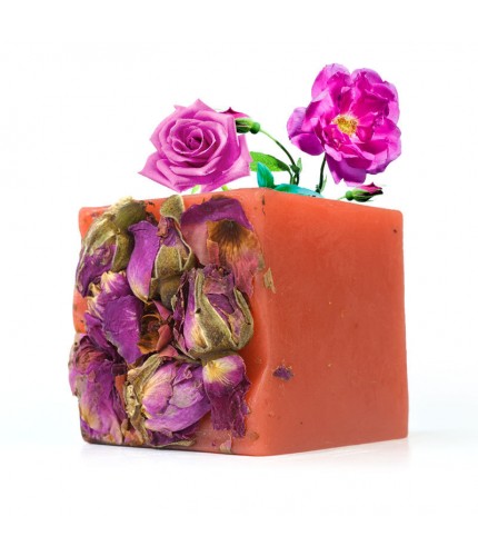 Square Rose Shrink Wrapped Floral Essential Oil Soap