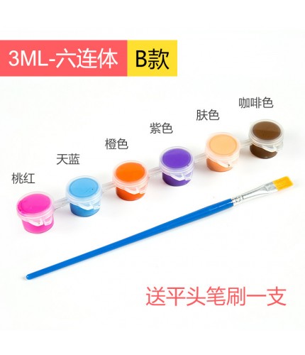 3Ml Six - Pieceb - Send 1 Flat Brush Kids Craft Paint Supplies