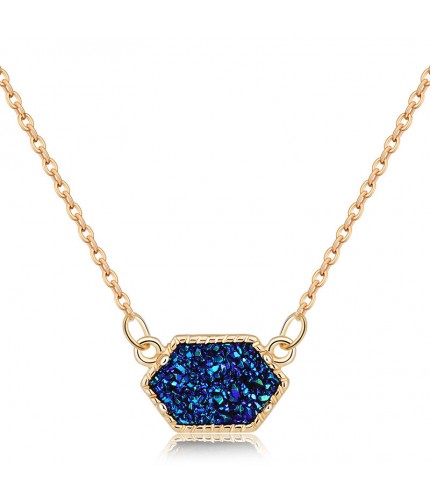 Nz351-Gold and Blue Crystal Cluster Necklace Pendant