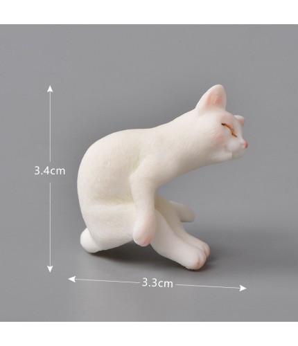 Lazy White Cat9 Realistic Kitten Craft Miniatures
