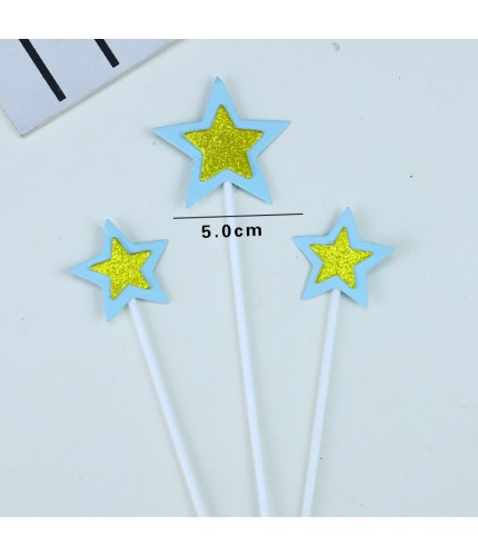 Golden Five - Pointed Star - 3 Pieces Cake Topper