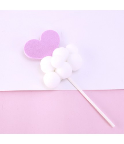 Small Fur Ball Pink Heart - 1 Pack Cake Topper