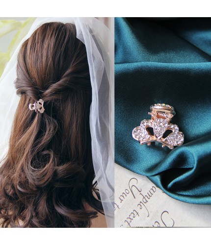 Rose Gold-Crown Rhinestone Clamp Kstyle Hair Clip Clearance