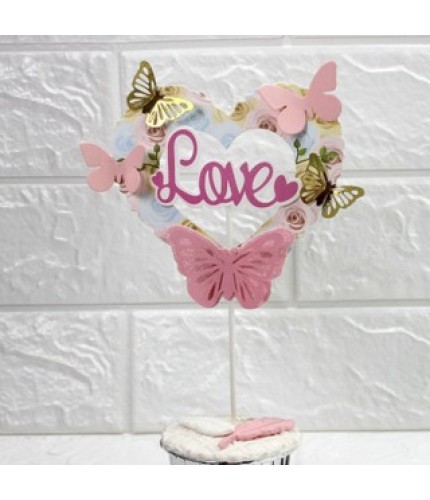 Pink Happy Love Cake Topper Decoration Clearance