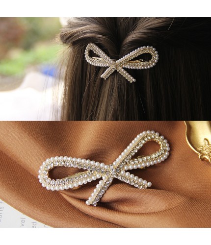 Gold-Graceful Bow Spring Clip Korean Style Hair Clip Clearance