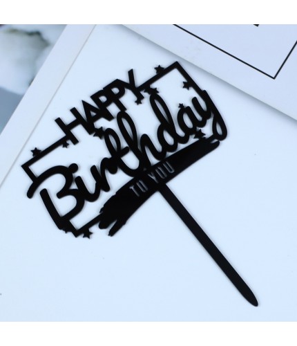 Black - Square Hp - Acrylic With Bottom Plate - 1 Piece Cake Topper