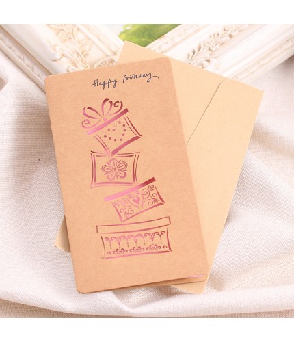 Pink Gift Kraft Paper Greeting Card Clearance