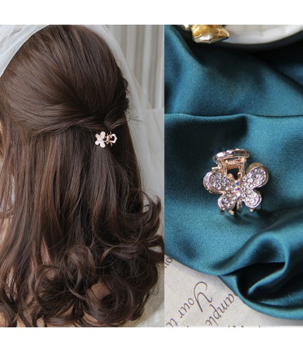 Rose Gold-Butterfly Rhinestone Clamp Kstyle Hair Clip Clearance