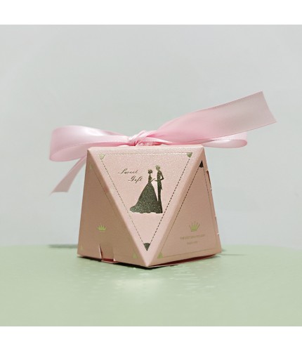 Pink Wedding - Pink Ribbon Large 7X7X10Cm Wedding Favors Box Clearance