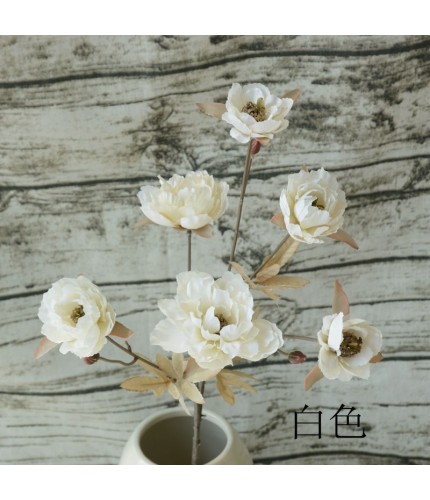 6 Peony White Artificial Flower Clearance