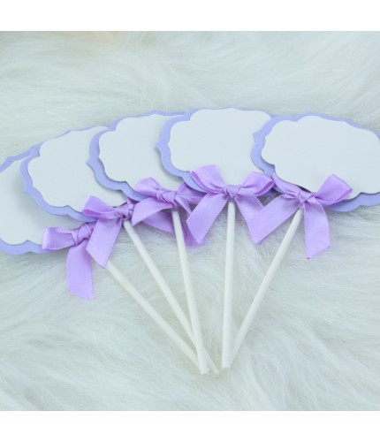 Purple White Background 5 Pieces Cake Topper Clearance
