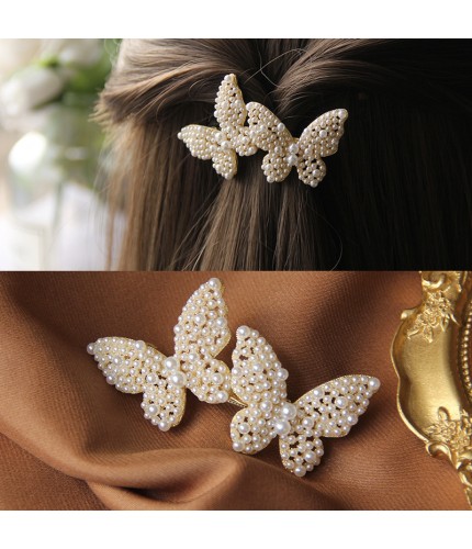 Temperament Butterfly Pearl Spring Clip Korean Style Hair Clip Clearance