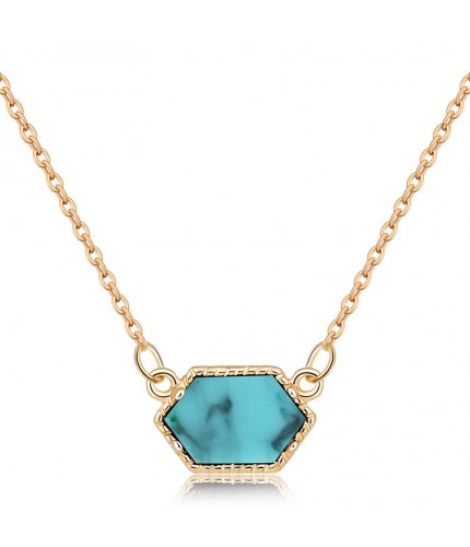 Nz348-Gold and Blue Turquoise Necklace Pendant