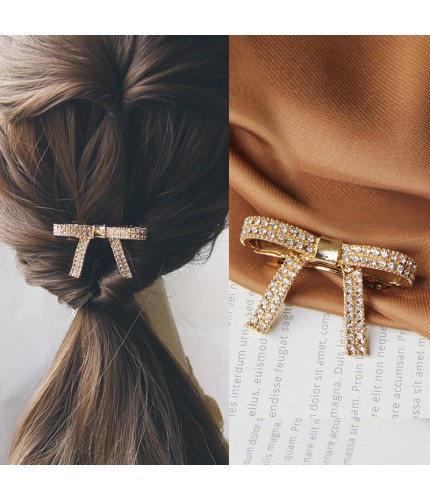 Gold-Light Luxury Bowknot Spring Clip Korean Style Hair Clip Clearance
