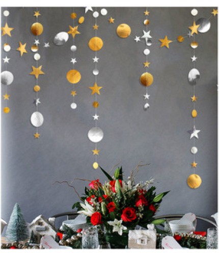 4 Meters Long Star Round Gold And Silver 1 Garland Pendant