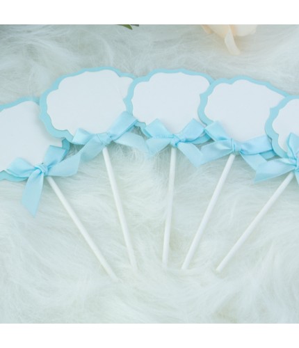 Blue White Background 5 Pieces Cake Topper