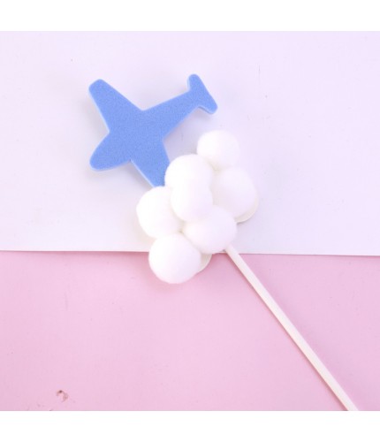 Small Hair Ball Blue Plane - 1 Pack Cake Topper Clearance