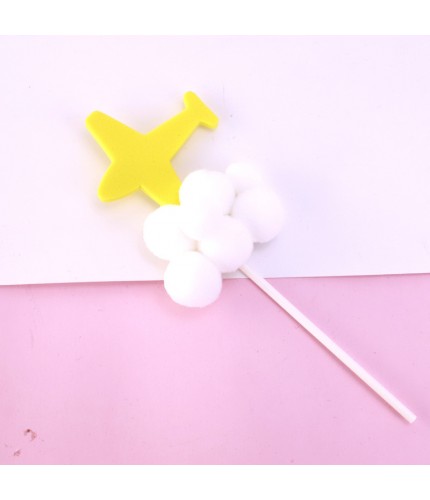 Small Hair Ball Yellow Plane - 1 Pack Cake Topper Clearance