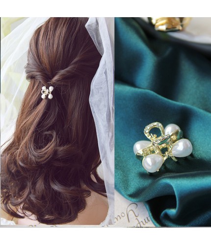 Small Raindrop Pearl Catch Clip Kstyle Hair Clip Clearance