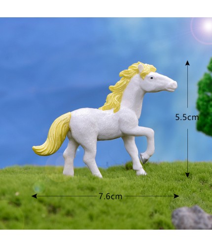 Yellow And White Horse Micro Landscape Miniature Craft Supplies Clearance