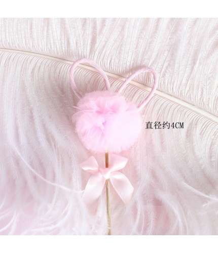 Mengmeng Hair Ball Rabbit Ears - Pink Cake Topper
