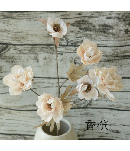 6 Peony Champagne Artificial Flower Clearance