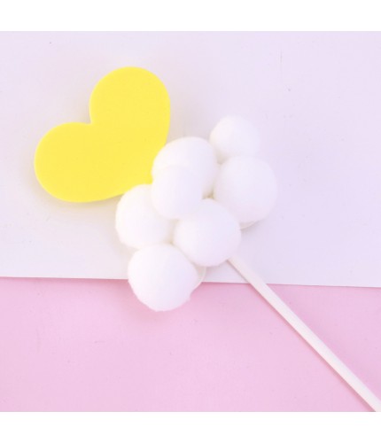 Small Hair Ball Yellow Heart - 1 Piece Cake Topper Clearance