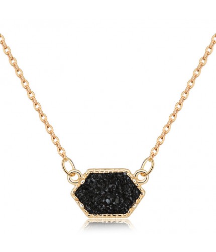 Nz349-Gold and Black Crystal Cluster Necklace Pendant Clearance