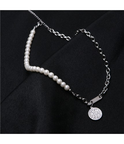 Pearl Tag Necklace Kstyle Necklace Clearance