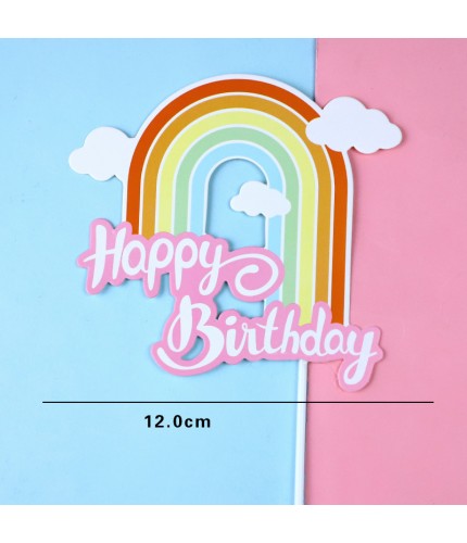 Pink - Cloud Rainbow - 10 Pieces Cake Topper Decoration Clearance