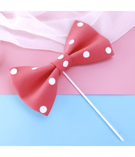 Red Polka Dot Ribbon - 1 Piece Cake Topper Clearance