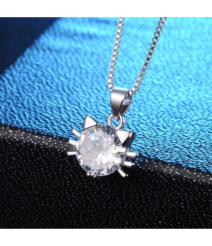 Crystal Kitty Polished Necklace