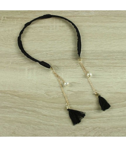 Black pearl chain headband
