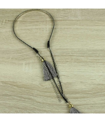 Grey tassel chain headband